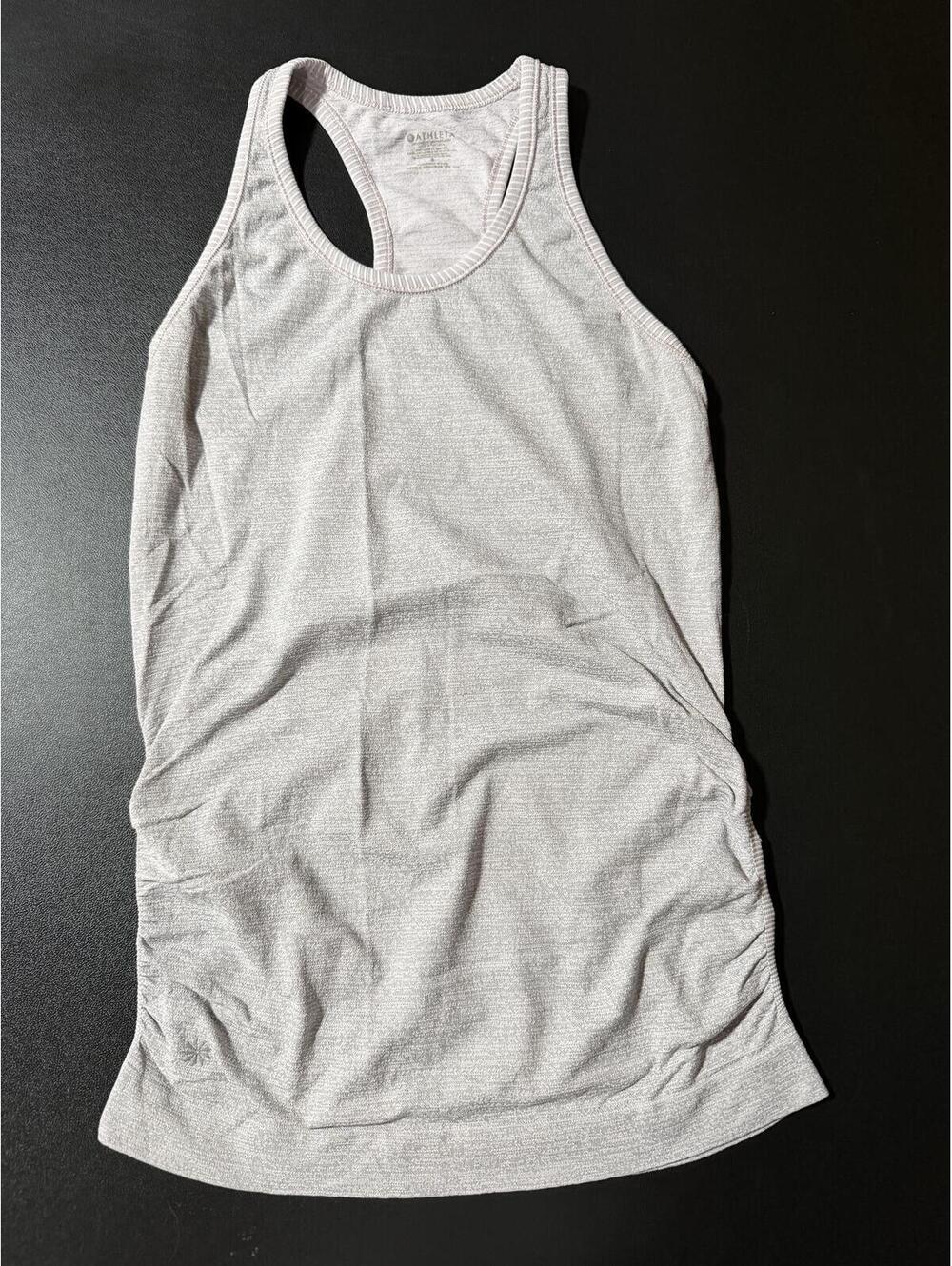 Athleta Women's Small Racerback Tank Top Gray Ruched Side Athletic Workout Shirt